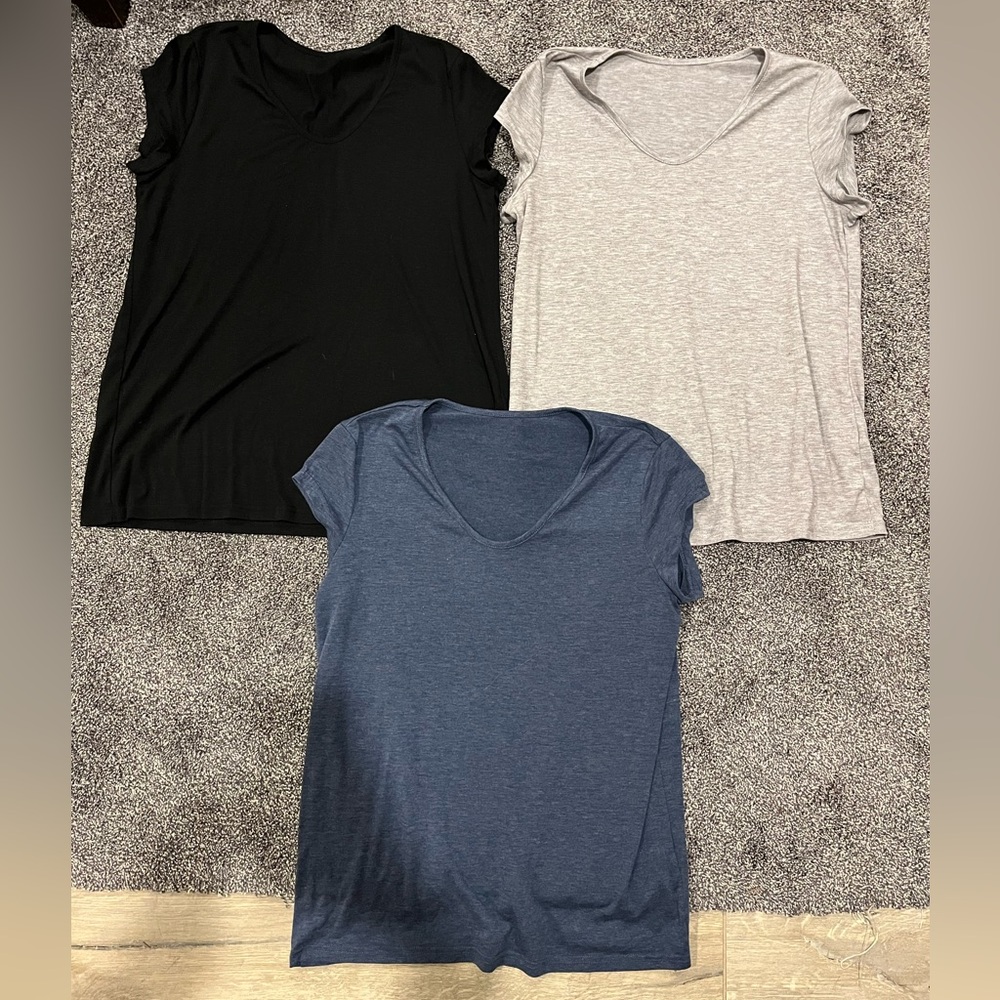 Women's V-Neck Tops - Black, Gray, and Blue